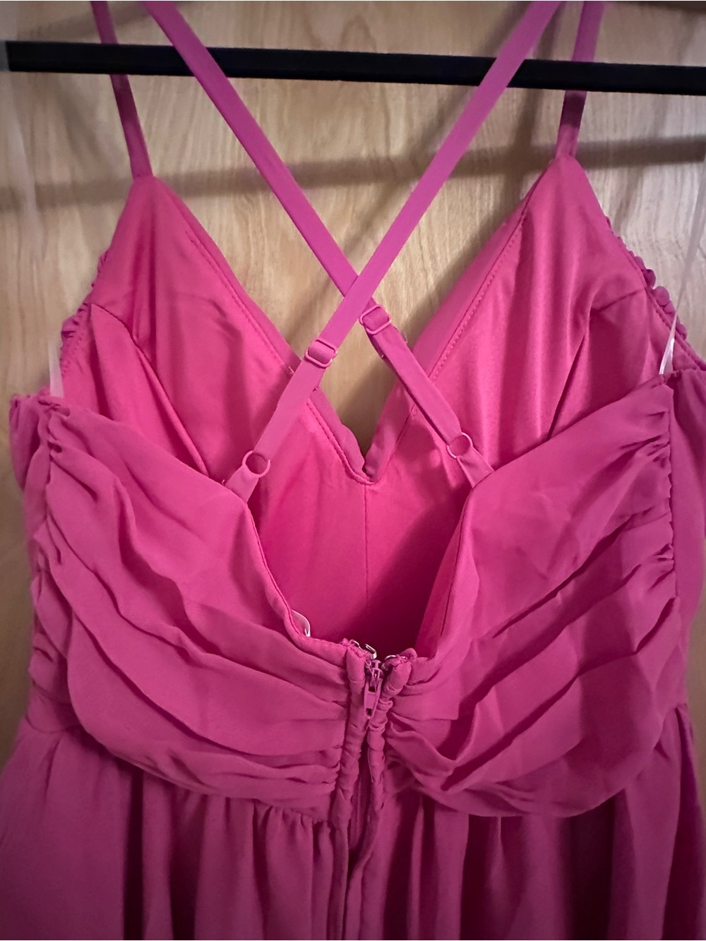 Pink Ruffled High-Low Women's Dress - Picture 3 of 7